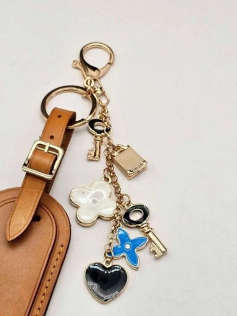 Authentic Louis Vuitton Luggage Tag with Unbranded Keycharm, Keychain